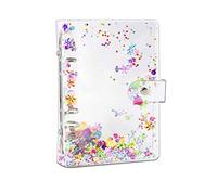 Coperchio del legante A5, raggio di anello a 6 fori trasparente Riutilizzabile con paillettes glitter Affronta Binder Cover del legante per il note di notebook.