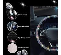 Coperchio del volante per auto universali, protezione del volante antismissivo elegante 15 pollici per la maggior parte delle berline, SUV, auto compatte (Diamantes de imitación blanca)