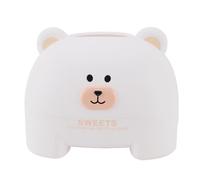 Coperchio della Scatola dei Fazzoletti Animale Cartoon Portafazzoletti 18 x 15 x 14cm Dispenser in Plastica Portafazzoletti per il Bagno, Soggiorno(Orso bianco)