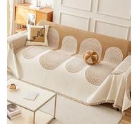 Coperchio di divano e divano con nappe, coperchio reversibile per sezione a forma di L, 2 3 divano da 4 posti, per animali domestici Beige 220*260cm