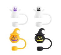 Coperchio Di Paglia Ghost Di Zucca - Toppers Di Paglia Di Halloween Riutilizzabile | Forniture Per Decorazioni Per Tazze E Bottiglie | Care Del Festival Per Bere Coppe Per Coppe Isolate, Bicchi