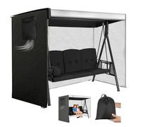 Coperchio di Protezione con Zip di Chiusura per Il Giardino Swing 600D,Impermeabile, Copertura Protettiva per mobili da Esterno,per Giardino,Patio da Giardino a 2/3/4 posti,Nero,147 * 124 * 164cm