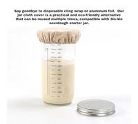 Coperchio di stoffa di starter a pasta madre non sbiancabile elastico elastico biologico biologico per alimenti per la fermentazione del pane cucina e birra beige 1 pollice 1