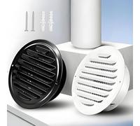 Coperchio di Ventilazione Griglia Tonda da Incasso 50mm-300mm Griglia di Scarico Esterna in Acciaio, Inox Presa d'Aria Rotonda A Parete per Garage Magazzino Residenza(Bianca,80mm)