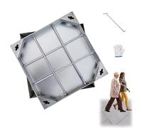 Coperchio e Telaio per Tombino in Acciaio Inossidabile, Coperchio Invisibile per Fossa Settica con Base, Copertura Quadrata per Bacino Fognario, per Cortile, Vialetto, Marciapiede(50x50x5cm)
