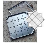 Coperchio e Telaio per tombino Quadrato in Metallo Resistente, per Accesso Esterno a Strade e fognature.