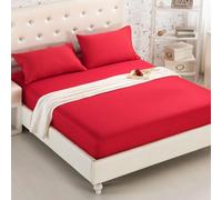 Coperchio Foglio Montante del Materasso Protector Cover di Cotone Solpate per Materasso Spazzolette con Letti a Doppio Set da Letto, 01 Rosso, 180x200 cm