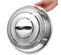 Coperchio in Acciaio Inox Rinforzato da 12 Pollici per Griglia | Forma Rotonda, Bordo Ampio e Profondo, Manico in Plastica, Finitura Argento, per Panini e Hamburger