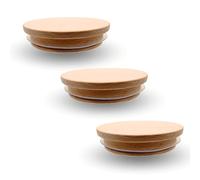 Coperchio in Legno con Guarnizione - Faggio, Coperchio in Legno per Barattolo, Coperchio in Legno per Tazza, Coperchio rotondo in legno (92/78mm x 3)