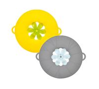 Coperchio in silicone a prova di perdite, tappo girevole a forma di fiore, salvaguardia contro le fuoriuscite, strumento da cucina multifunzionale (23 cm, giallo)