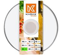 Coperchio in vetro KADAX con manico in silicone, coperchio resistente al calore per pentole ⌀14-30 cm, coperchio con foro per il vapore, coperchio universale in diverse dimensioni (26 cm, grigio)