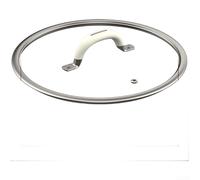 Coperchio in vetro temperato con manico in silicone resistente al calore e bordo in acciaio inox, adatto per pentole da 16 a 26 cm, progettato per evitare l'ebollizione (16 cm)