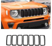 Coperchio inserto griglia anteriore auto ABS, rivestimento inserti griglia 7pcs per Renegade 2019-2023, 21.5 x 10cm Nero