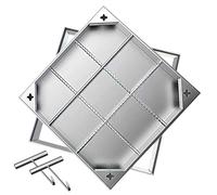 Coperchio Invisibile per Tombino in Acciaio Inossidabile e Telaio, Coperchio Incassato Quadrato per Fossa Settica con Gancio di Sollevamento, Design a Filo per Cortile, Vialetto,40x40cm,High 6cm