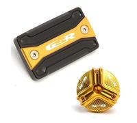 Coperchio Liquido Freni Della Motocicletta Copertura Serbatoio Liquido Dei Freni Anteriore Motociclo Per GSR750 GSR600 GSR400 GSR 750 600 400 Accessori Tappo Olio Motore(Gold,A Set)