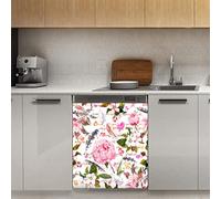 Coperchio magnetico per lavastoviglie a forma di cuore, fiore rosa, motivo floreale, decorazione magnetica, per frigorifero, cucina, porta, 58,4 x 66 cm