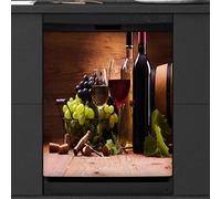 Coperchio magnetico per lavastoviglie con uva da vino rosso per lavastoviglie e frutta, per frigorifero, cucina, decorazione porta, adesivo magnetico, 58,4 x 66 cm