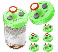 Coperchio per barattoli di funghi per coltura di liquidi, bocca larga, bocca rejular, in plastica per uso alimentare, per coltivazione, con membrana in PTFE e porte di iniezione autorigeneranti per