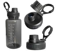 Coperchio per bottiglia d'acqua compatibile con borraccia Nalgene, da 907 ml, tappo a bocca larga con anello, compatibile con Nalgene 907,2 g, coperchio di ricambio nero, 2 pezzi