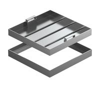 Coperchio per fossa settica in acciaio inox, copertura da incasso con maniglia per parchi, cortili e marciapiedi, 50 x 50 cm, telaio di accesso alle fognature