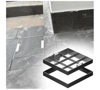 Coperchio per Fossa settica in Acciaio Inox Resistente, 30x30 cm - Coperchio per pozzetto Durevole con Maniglie retrattili per Un Facile Accesso alle acque reflue Esterne