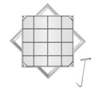 Coperchio per Fossa Settica Quadrato con Base, Tombino Carrabile in Acciaio Inox 304 per Impieghi Gravosi per Marciapiedi, Chiusino Incassato e Telaio Invisibile in Metallo(90x90x8cm/36x36x3in)