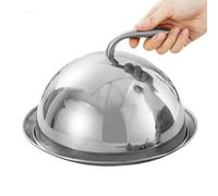 Coperchio per imbastitura - Piatto rotondo incluso coperchio per piatti | Copertura in acciaio inox | per picnic, pasto, cena, compleanno, casa, cucina, barbecue, tavolo da pranzo all'aperto