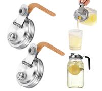 Coperchio per Mason Jar con Manico, 2Pcs per Bevande, Legno