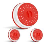 Coperchio per Microonde |26 CM|✮Garanzia A Vita✮ - Coperchio Microonde in Silicone, Pieghevole, Antischizzi, con Valvola per Sfiato del Vapore, Tappo Microonde per Piatti e Ciotole - Rosso