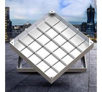 Coperchio per pozzetto a Incasso in Acciaio Inox con Telaio e Chiusura ermetica, per Uso Interno/Esterno, 900x900 mm. Ideale per Giardini, patii e Cortili.