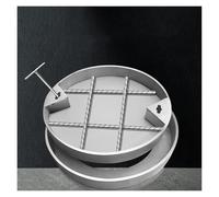 Coperchio per pozzetto, Chiusino da incasso in acciaio inossidabile 304, dimensioni multiple, argento, con chiavi di sollevamento e telaio(D 30'')