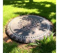 Coperchio per pozzetto rotondo da 76 cm, coperchi decorativi per fosse settiche, coperchi antiscivolo in arenaria con motivo a loto, coperchio per pozzetto di scarico per cortili, giardini(B)