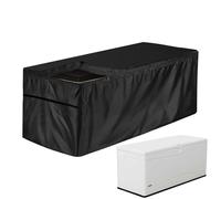 Coperchio per scatola portaoggetti da esterno,Copertura per mobili di protezione per deck box | Protezione UV antipolvere in tessuto Oxford 210D nero con coulisse arrotondata per mobili e contenitori
