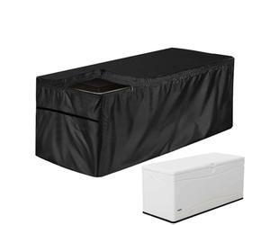 Coperchio per scatola portaoggetti da esterno,Copertura per mobili di protezione per deck box | Protezione UV antipolvere in tessuto Oxford 210D nero con coulisse arrotondata per mobili e contenitori