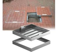 Coperchio per serbatoio settico da incasso in acciaio inossidabile resistente e copertura per bacino delle acque reflue, telaio per pozzetto per vialetto e cortile, design durevole 99,1 x 99,1 cm