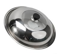 Coperchio per wok in acciaio inox visibile da 28 a 38 cm, copertura per treppiede combinato per cucinare, con manopola, ritenzione del vapore e paraschizzi, per accessori da cucina durevoli (34 cm)