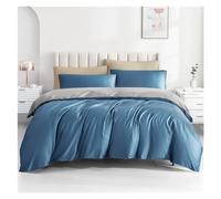 Coperchio Piumino TFBHL Set di coperture per Cotone in Cotone Set di 4 Pezzi, Semplice Colore di Cotone Solido Duplex Spring ed Estate Coperchio piumone per Biancheria da Letto Full (Colore: Blu,