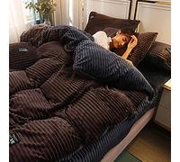 Coperchio Piumino Trapunta Strisce 2 Legno di Cotone Spazzolato a Letto- ipoallergenico Grigio Naturale Nero Doppio Doppia Regina (Colore: Dimensione f: (e re)