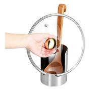 Coperchio poggiamestolo - Coperchio resistente in acciaio inox SUS304 e supporto per cucchiaio, con base contrappeso anti-punta per evitare di ribaltare, costruito con una riserva di cattura condensa