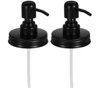 Coperchio Pompa per Barattolo 7cm 2 Pezzi Nero Acciaio Inox | Pressini Salvagusto per Barattoli, Design Manuale a Pressione, PP Resistente e Bava