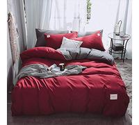 Coperchio PUNSHET COPERCHI PUCCHI COPERSA Letti Kine Bluse Bine Set Purple copripiumini da 4 Pezzi Copertina Trapunta Doppia Regina King Size Foglio Piatto Super Morbido con Due federe (Re Rosso)