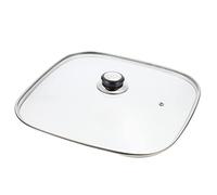 Coperchio Quadrato in Vetro Temperato Coperchio Quadrato in Vetro for Padelle da Grill, Coperchio for Padella Quadrato Ventilato in Vetro Temperato Trasparente da 30 cm, Coperchio for Padella con Mano