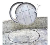 Coperchio rotondo in acciaio inox con telaio 49,5 cm di diametro x 5,1 cm di altezza, coperchio invisibile per serbatoio settico, con gancio per estrattore, 91,4 cm, 94 cm, 61 cm, 50,8 cm, 76,2 cm