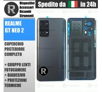 Coperchio Scocca Copri Batteria NERO in VETRO per REALME GT NEO2 RMX3370 Lenti