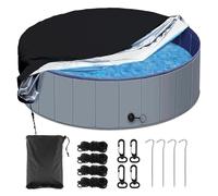 Coperchio Solare Rotondo Per Piscina A Terra, Coperta Ripiegabile Antipolvere Accessori Vasca Idromassaggio per Esterni Giardino Cortile(black,10FT(310x20CM))