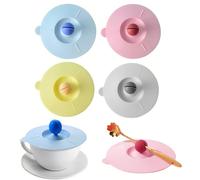 Coperchio Tazza Silicone, Tazza Tisana Coperchio, 4 Pezzi Copri Silicone Alimentari, Riutilizzabili Coperchi Tazze Anti Polvere per Tisane, Caffe, Bevanda