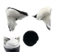 Coperchio testa moto con orecchie di gatto, coperchio testa moto con orecchie di gatto | Plüsch-kitty-oreau Cover per motociclisti | Bicycle Motorcycle Smooth Surfaces Coadgear D, nero e bianco + coda