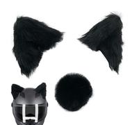 Coperchio testa moto con orecchie di gatto, coperchio testa moto con orecchie di gatto | Plüsch-kitty-oreau Cover per motociclisti | Bicycle Motorcycle Smooth Surfaces Coadgear D, nero + coda, Se