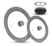 Coperchio Universale, Coperchio Pentola, Coperchi Universali Coperchio In Vetro Paraspruzzi Con Bordo In Silicone, Diametro 16/18/20cm E Ø 24/26/28cm, Per Pentole E Padelle(Grigio)