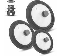 Coperchio unviversale per pentole casseruola padelle pirofile tegame da 16-28cm in vetro e silicone valvola scarico vapore